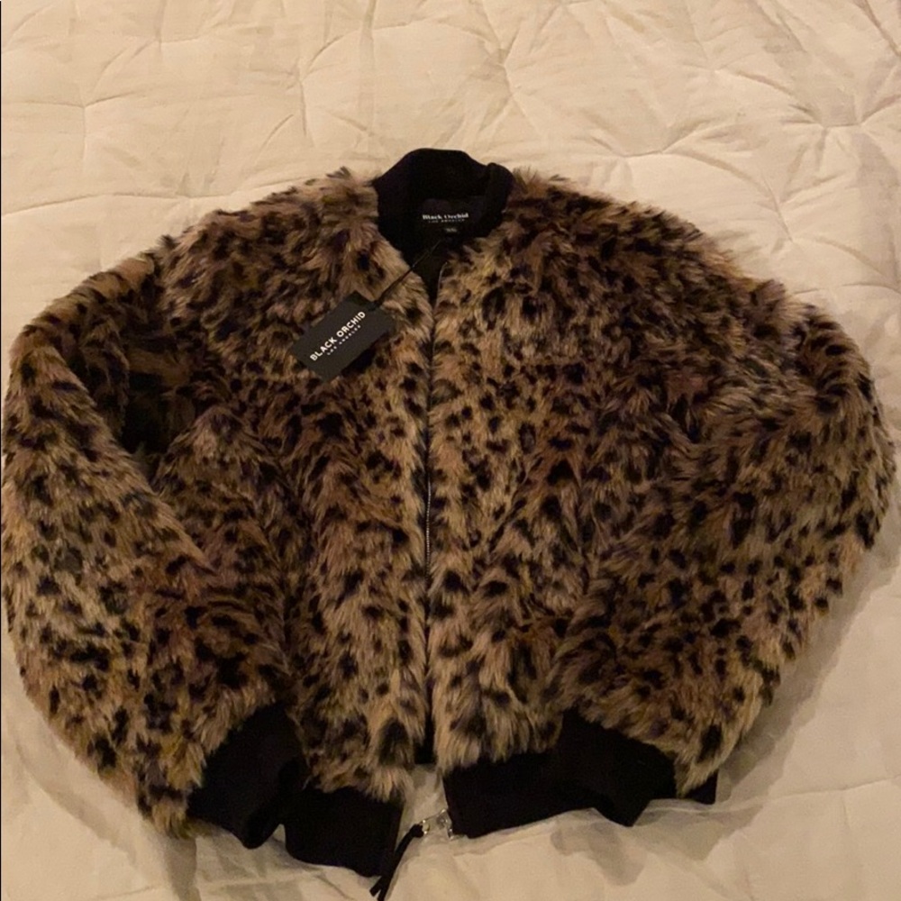 Black Orchid Faux Fur Leopard Jacket